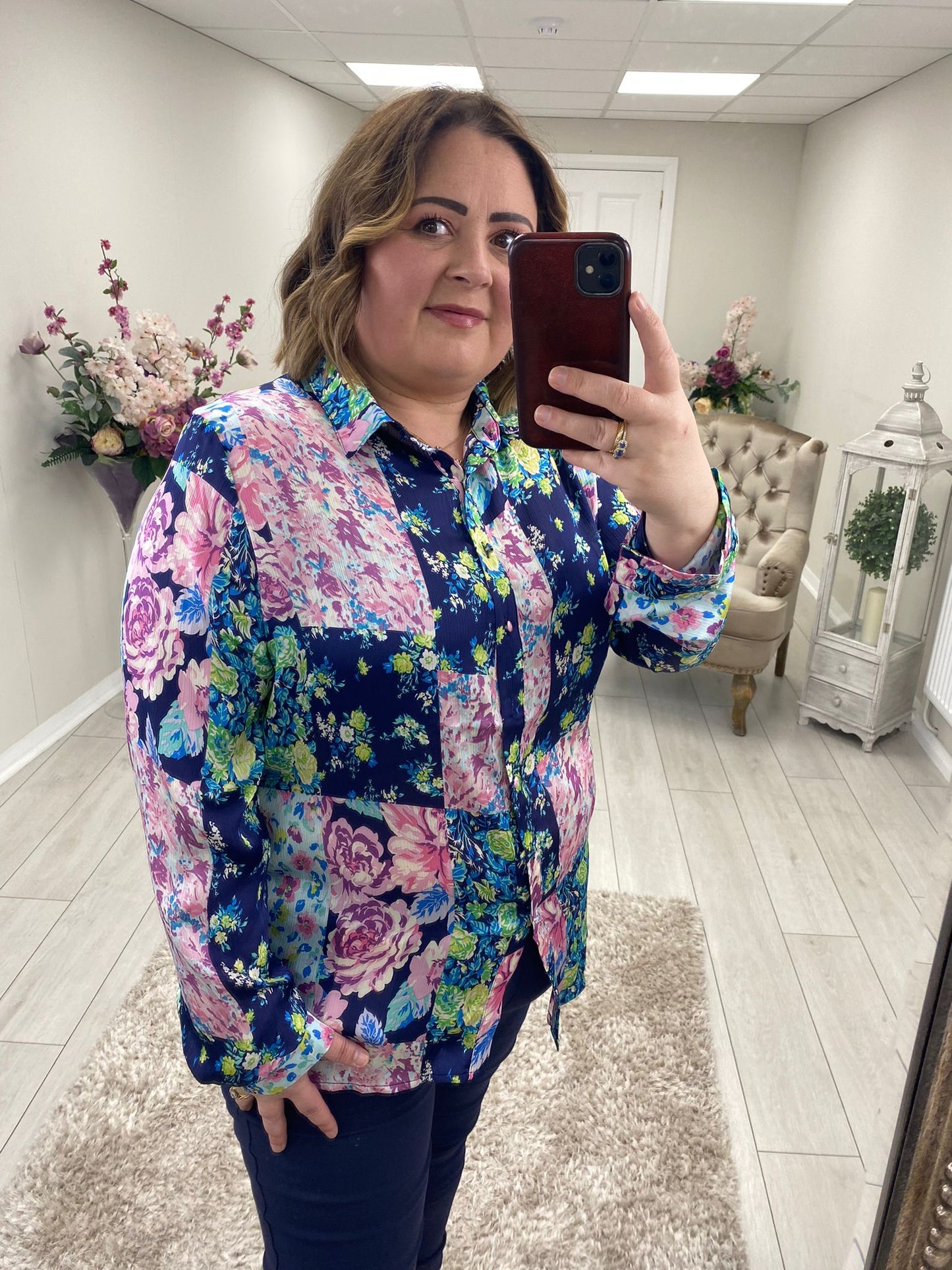 CARLIE SHIRT - BLUE FLORAL