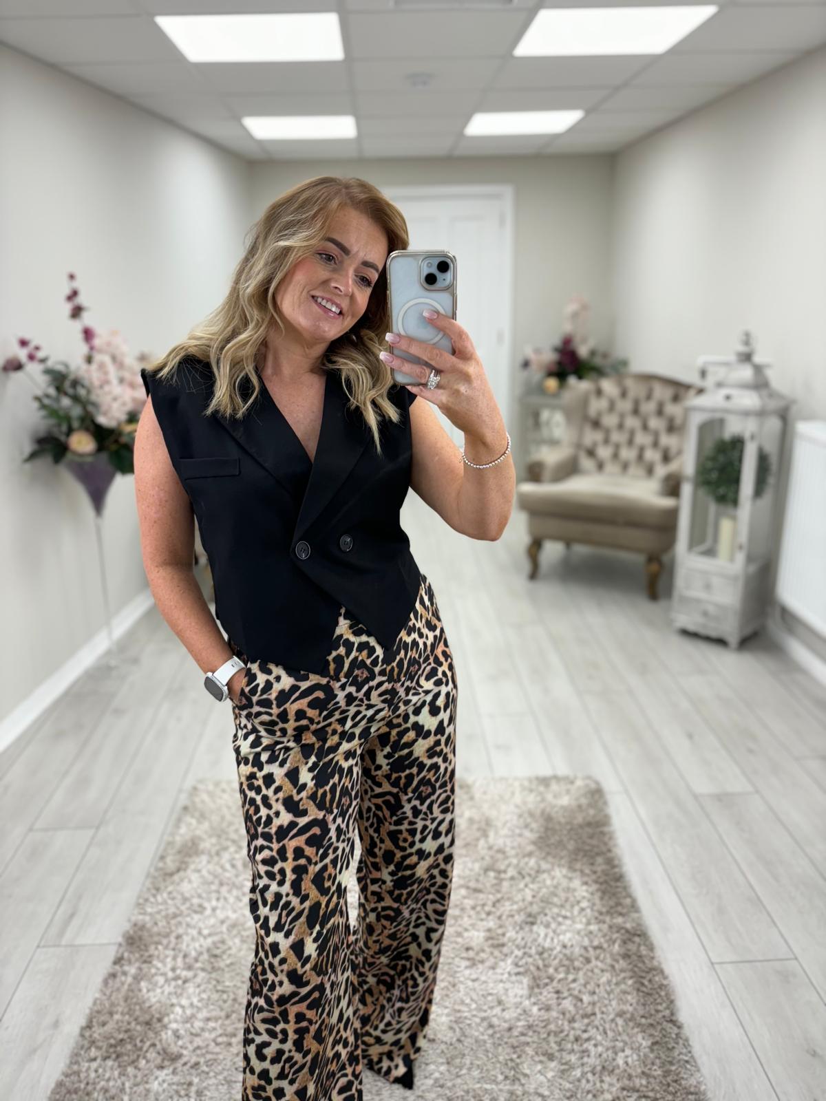 KELSIE TROUSERS - LEOPARD PRINT