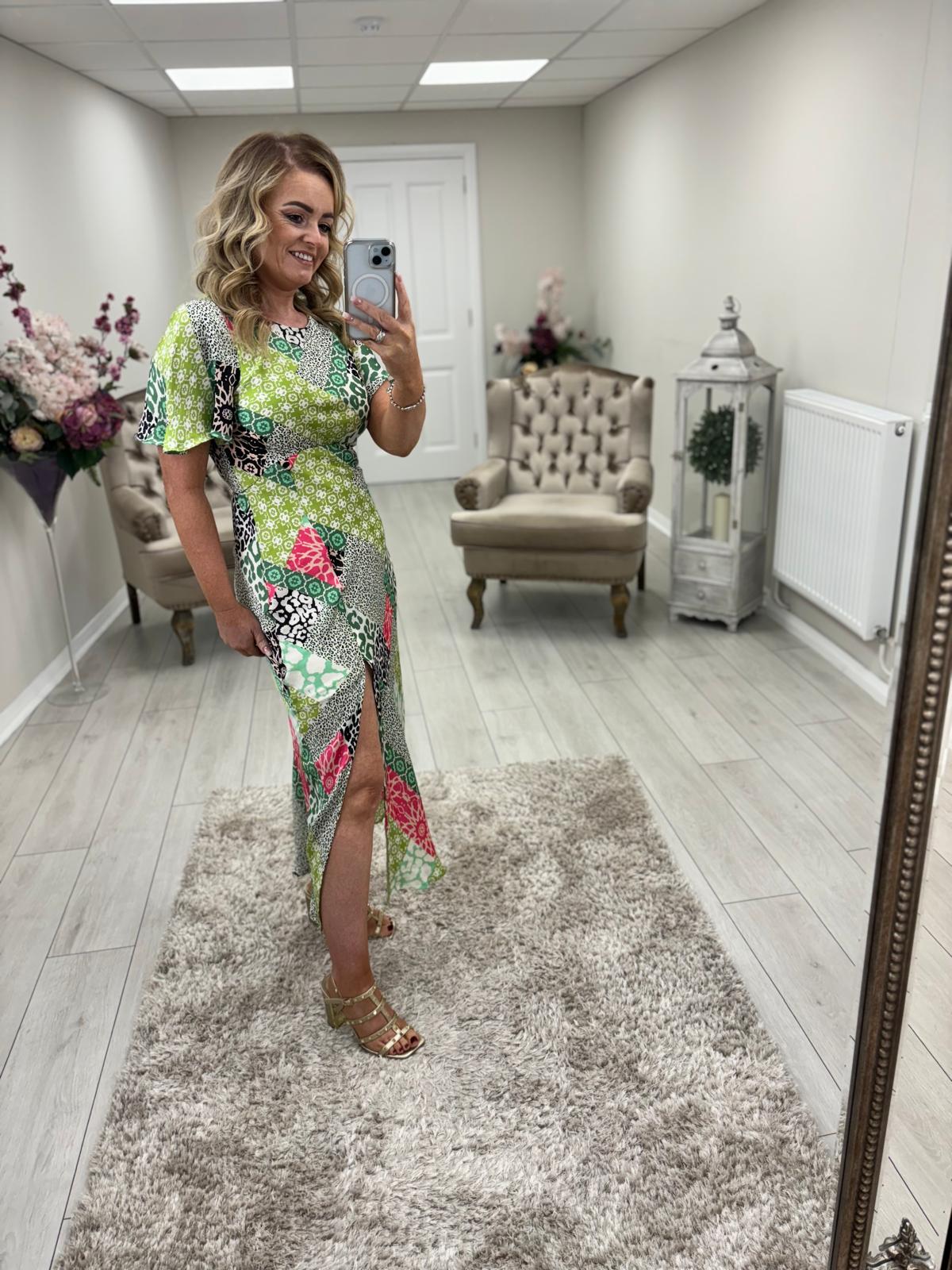 BRITNEY DRESS - LIME MIXED