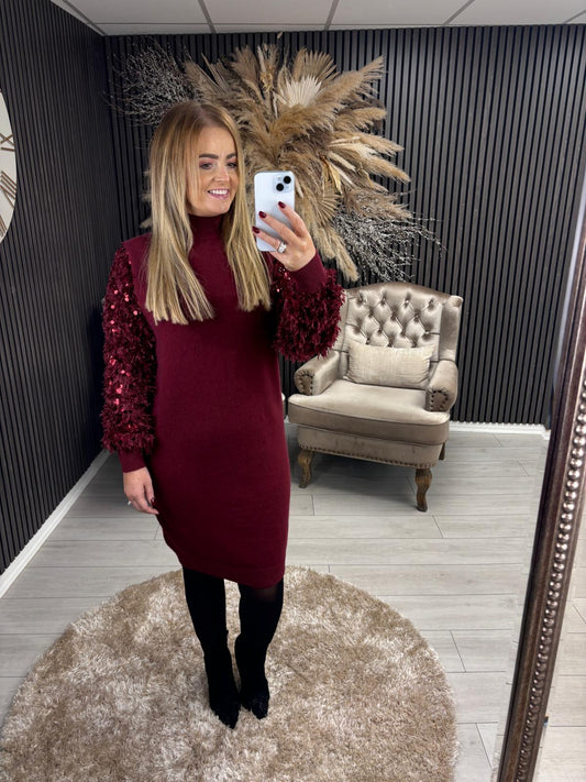 EMILY JUMPER DRESS - BURGUNDY