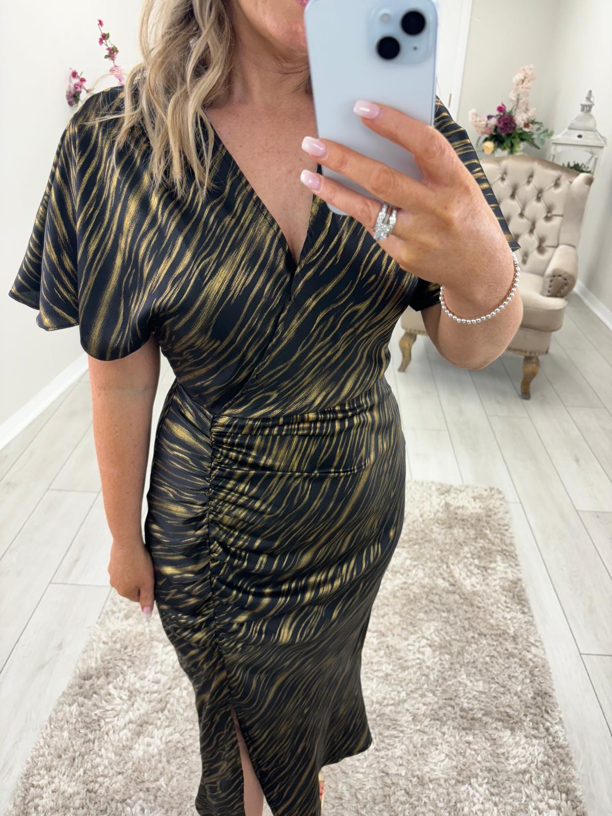 PRISCILLA DRESS - BLACK/GOLD