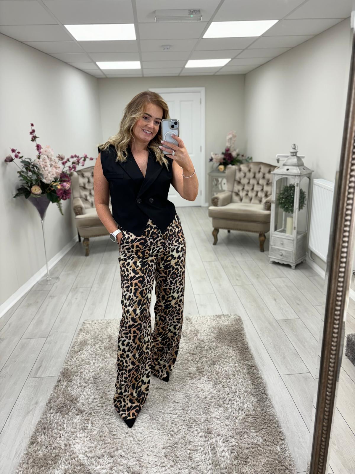 KELSIE TROUSERS - LEOPARD PRINT