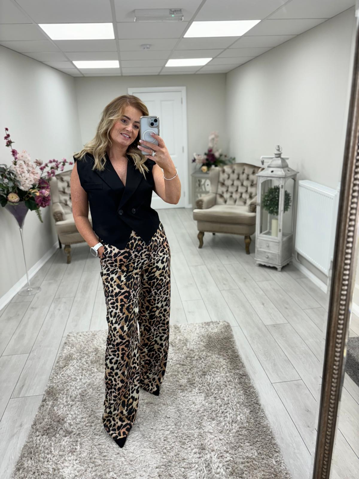 KELSIE TROUSERS - LEOPARD PRINT