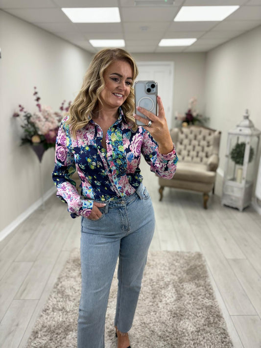 CARLIE SHIRT - BLUE FLORAL