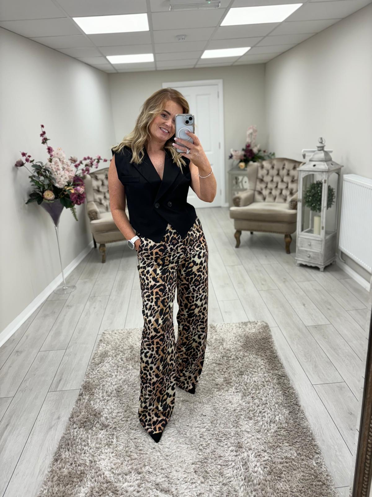 KELSIE TROUSERS - LEOPARD PRINT