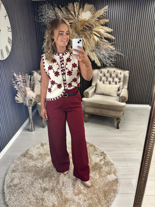 CALLIE TROUSERS - BURGUNDY